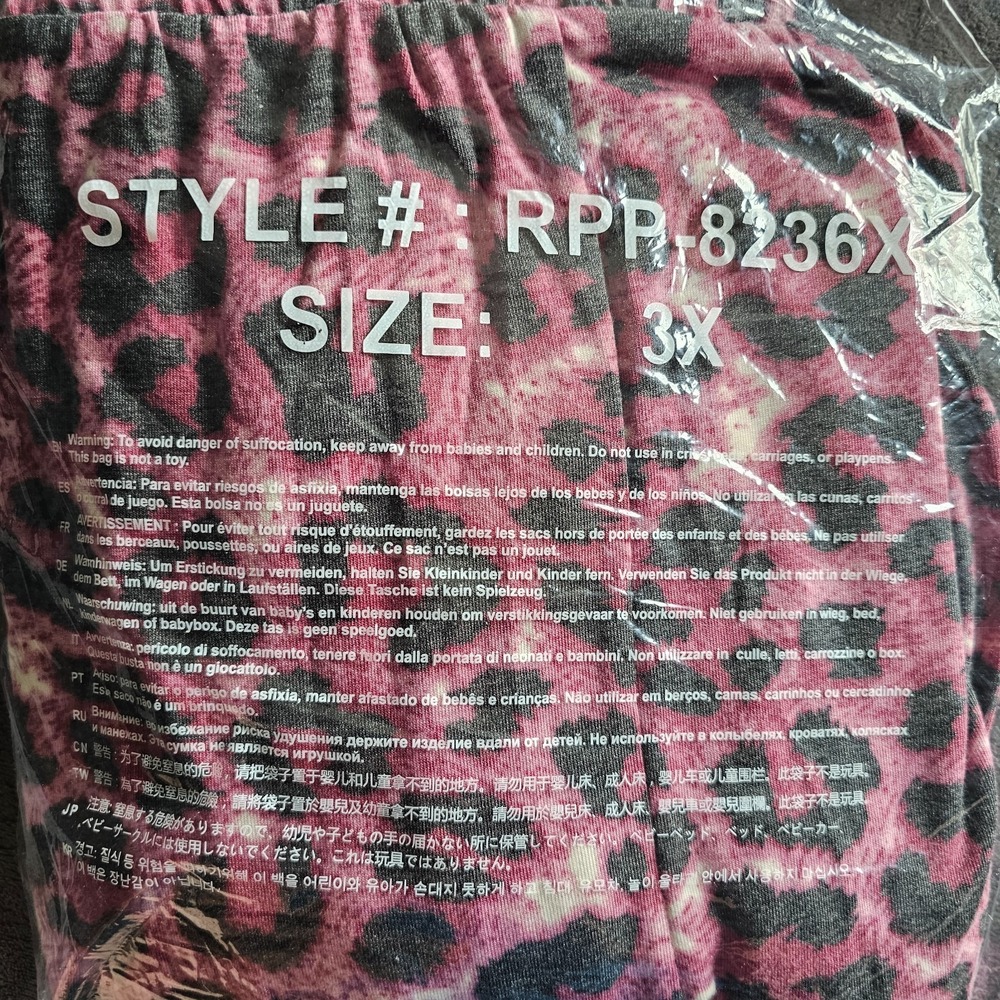 ZENANA Leopard Print Split Side Pant Joggers Elastic Waist 3X Pink Cranberry New - Picture 12 of 12